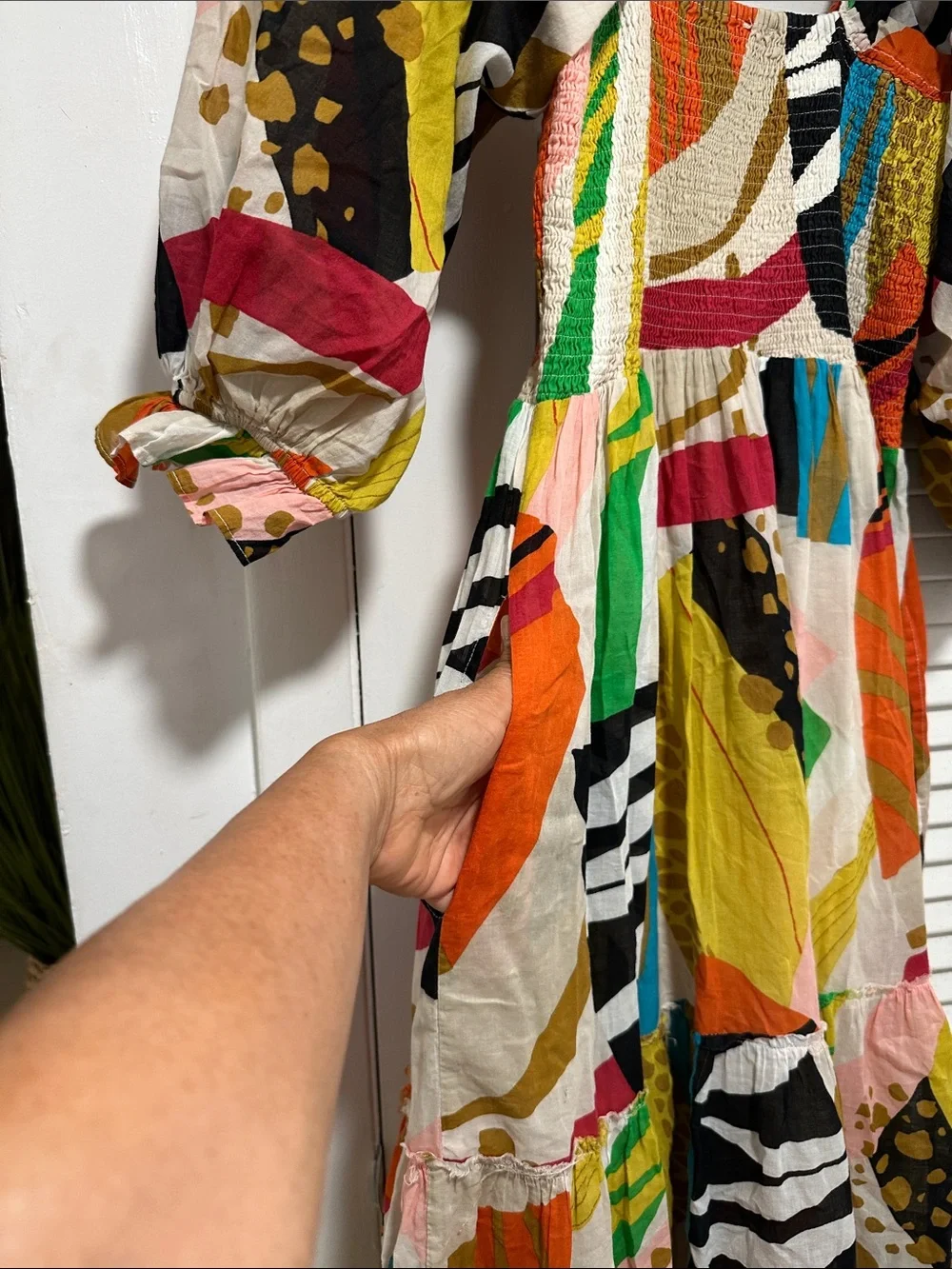 FATE Colorful Abstract Puff-Sleeve Maxi Dress - Multicolor - Picture 9 of 10